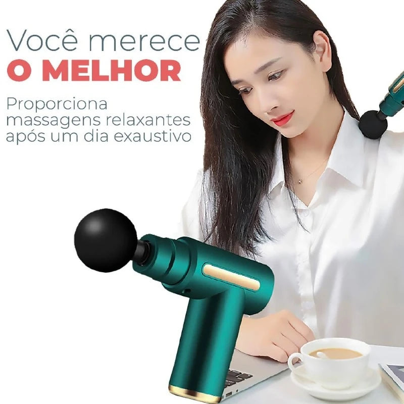 Pistola Massageadora Muscular Elétrica Profissional  Recarregável Linha Premium