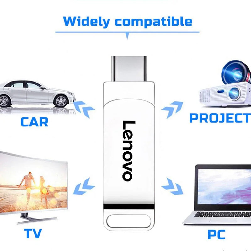 Pen drive Lenovo usb/usb c, 2tb 8tb 16tb tipo c unidade de alta velocidade usb 3.0, resistente a água.