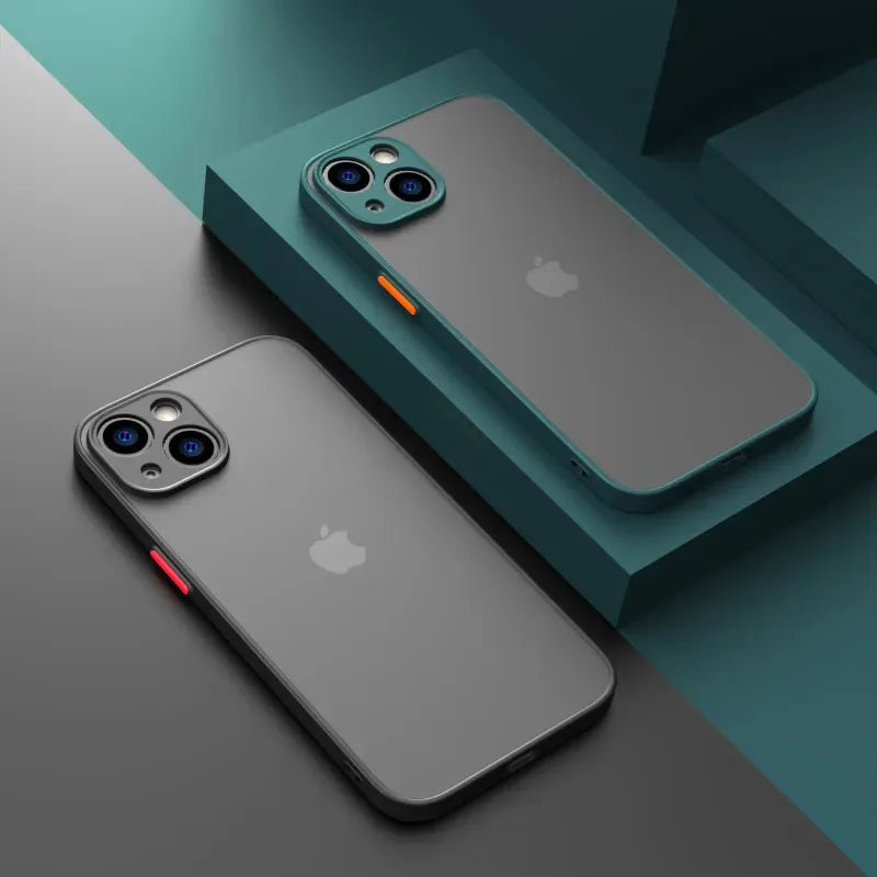 Capa de luxo Matte, com proteção para cameras, Original para IPhone 11 12 13 14 15  silicone macio premium fume, com silicone premium à prova de choque na borda.