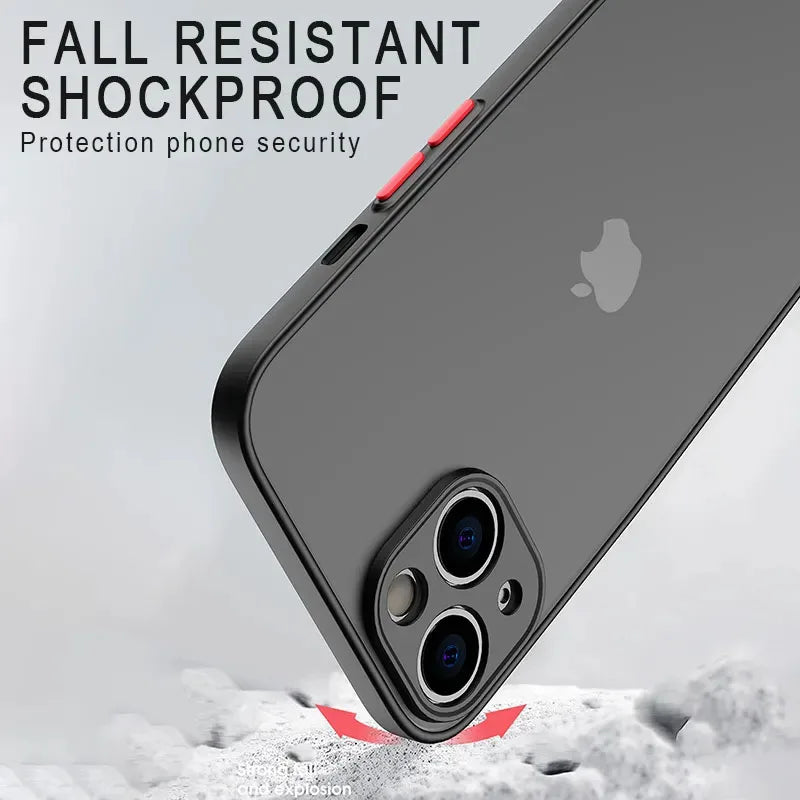 Capa de luxo Matte, com proteção para cameras, Original para IPhone 11 12 13 14 15  silicone macio premium fume, com silicone premium à prova de choque na borda.