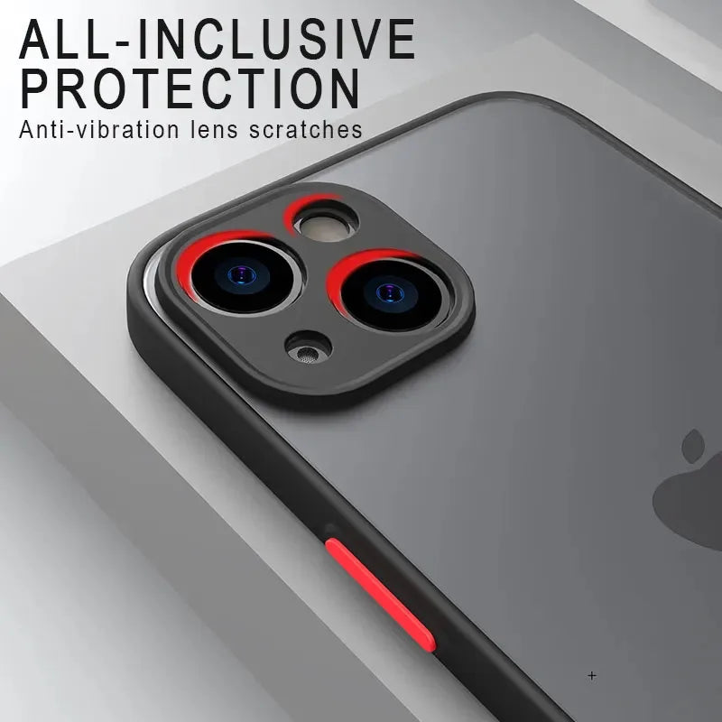 Capa de luxo Matte, com proteção para cameras, Original para IPhone 11 12 13 14 15  silicone macio premium fume, com silicone premium à prova de choque na borda.