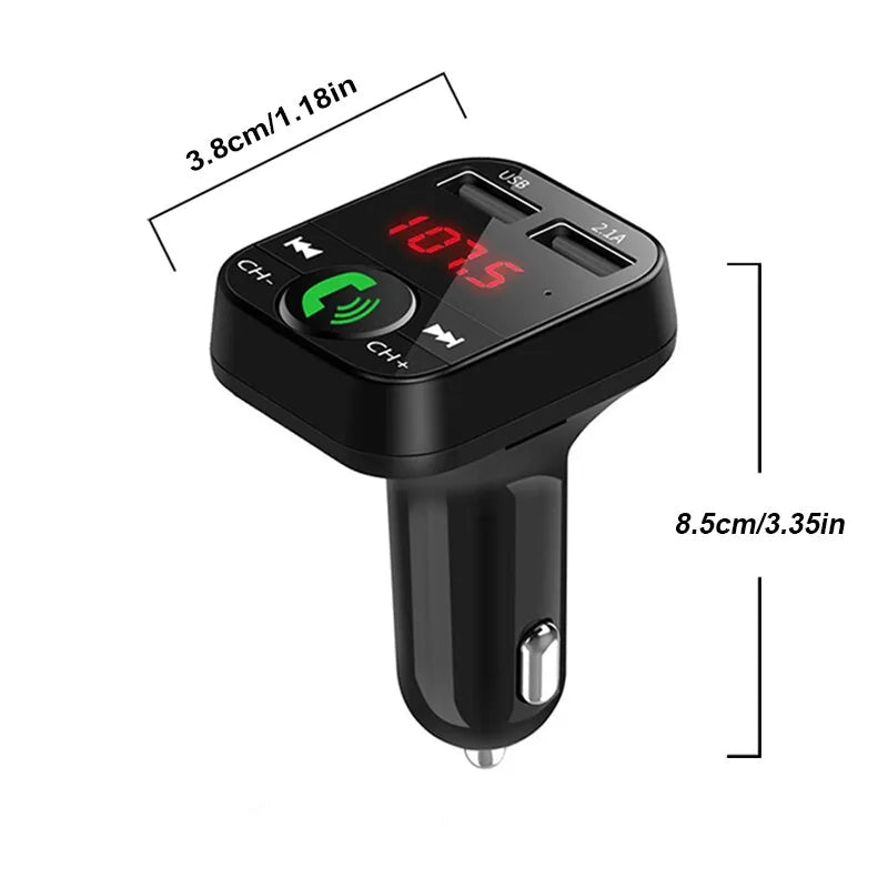 Receptor Bluetooth para Carro com MP3, Chamadas Telefônicas, FM, Entrada para Cartão, e Função USB Multifuncional com Reprodução de Música