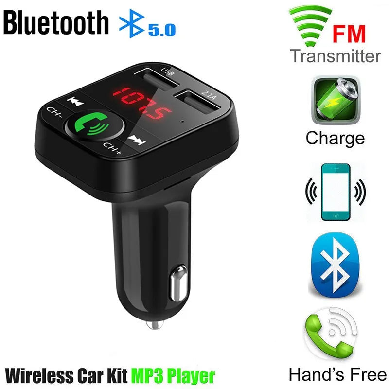 Receptor Bluetooth para Carro com MP3, Chamadas Telefônicas, FM, Entrada para Cartão, e Função USB Multifuncional com Reprodução de Música