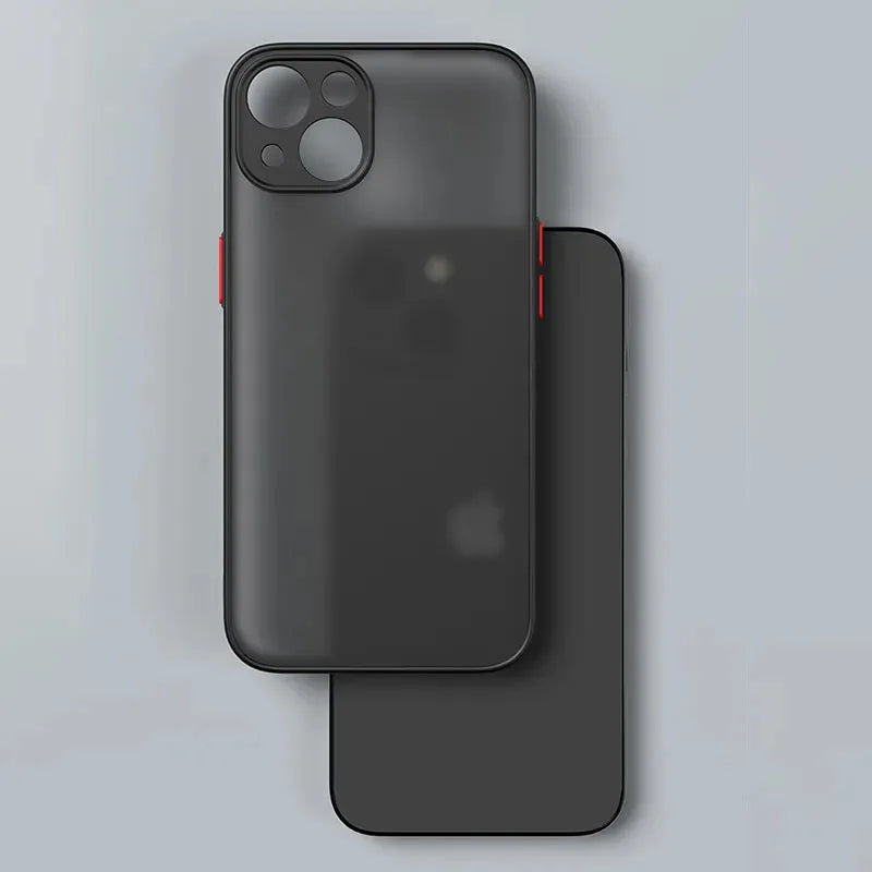 Capa de luxo Matte, com proteção para cameras, Original para IPhone 11 12 13 14 15  silicone macio premium fume, com silicone premium à prova de choque na borda.