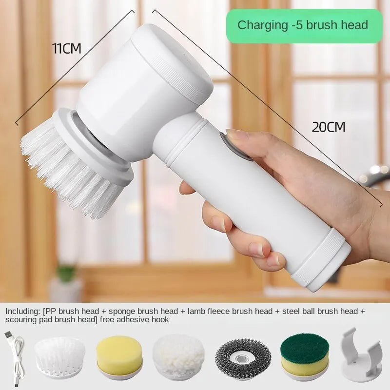 Escova de limpeza elétrica multifuncional para cozinha e banheiro , portátil sem fio para pratos, panelas e frigideiras