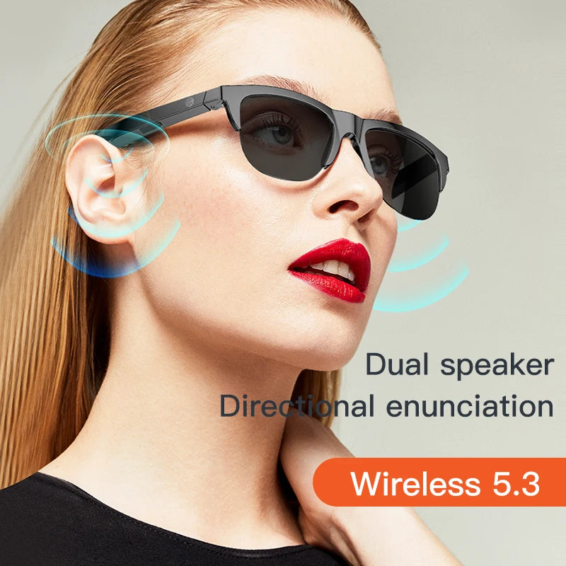 Óculos de sol inteligente bluetooth v5.3, chamada, esportes ao ar livre, alta fidelidade, tecnologia anti- uv para homens e mulheres.