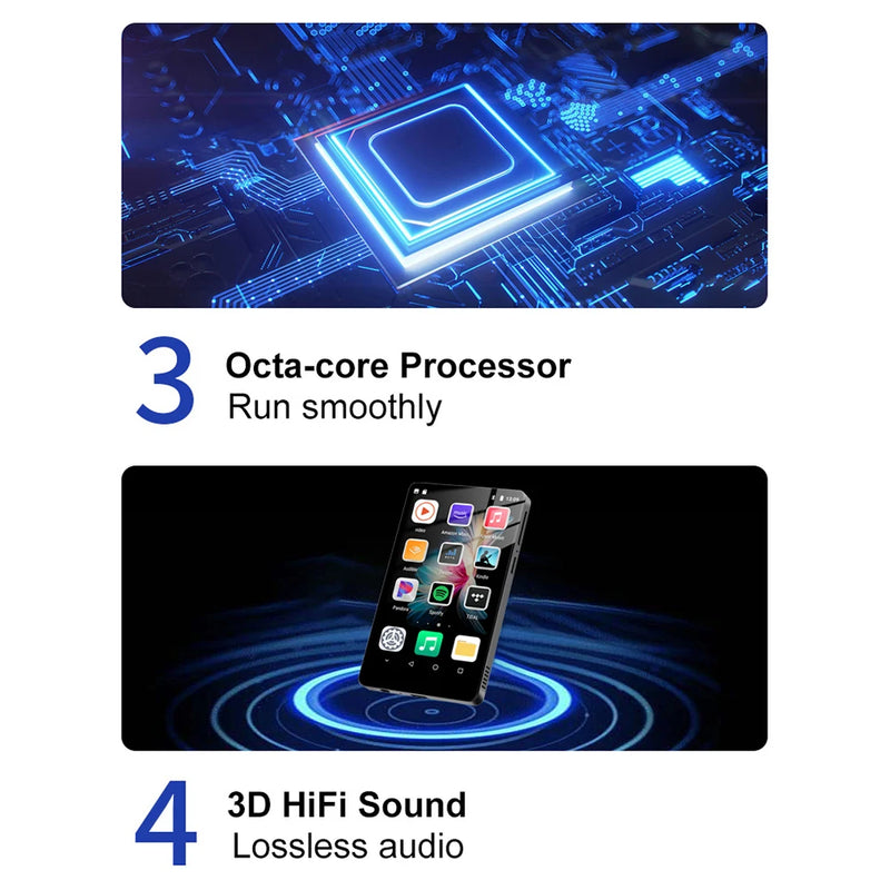 Player Multimídia com Android 8.1, WiFi, e Bluetooth - Sua Janela para um Mundo de Entretenimento MP3 Music Player Bluetooth Walkman Spotify Player/Pandora/Tidal/Deezer