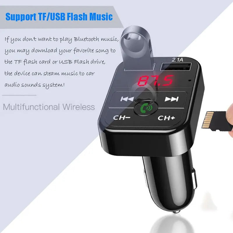 Receptor Bluetooth para Carro com MP3, Chamadas Telefônicas, FM, Entrada para Cartão, e Função USB Multifuncional com Reprodução de Música