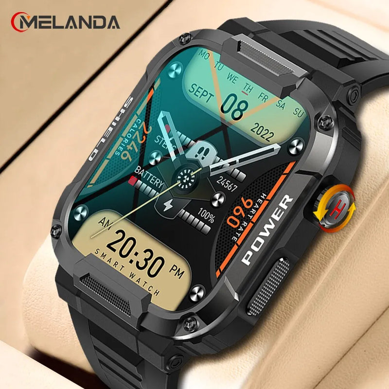 Smartwatch Militar Melanda 1.85" relógio inteligente masculino, android, ios, à prova d água, ip68 .