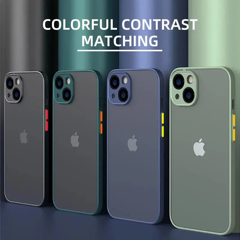 Capa de luxo Matte, com proteção para cameras, Original para IPhone 11 12 13 14 15  silicone macio premium fume, com silicone premium à prova de choque na borda.